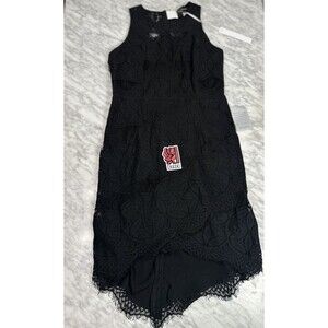 Adelyn Rae Lace High/Low Sheath Dress black Women's Size Medium F64D2497 NEW